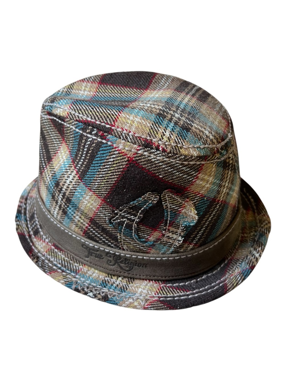 True Religion Multicolor Plaid Hat Fedora size L/XL